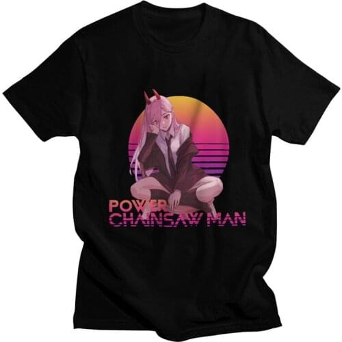 Chainsaw Man Power T Shirt Men 100% Cotton Printing T-shirts Streetwear Tshirt Short Sleeve Anime Manga Tees Tops