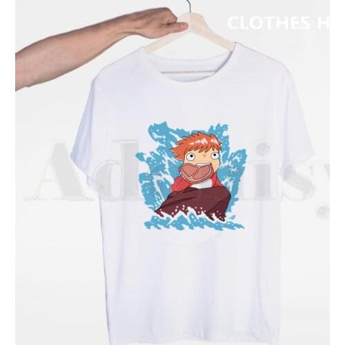 Studio Ghibli Miyazaki Hayao Ponyo On The Cliff By The Sea Men T Shirt O-neck Casual Summer T-shirt Man Woman Tees Tops