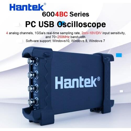 Hantek USB Oscilloscope kit 70MHz 100MHz 200MHz 250MHz 4CH analog channels 1GSa/s PC Oscilloscope support Winows 7 8 10 DIY