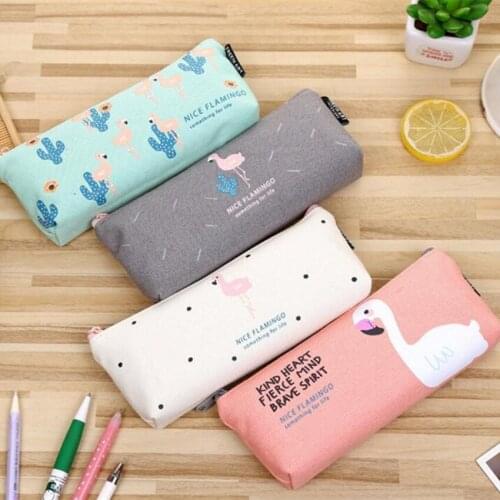 M172 Personality Design Women Purses Flamingo Bird Personality Canvas Lo'n'g Bag Quality Fabric Stationery Bag