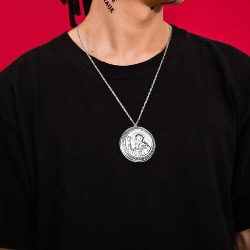 100% stainless steel San Benito Cross Medal Locket Necklace Catholic Benedictine Photo Frame pendants & necklaces For Women Men