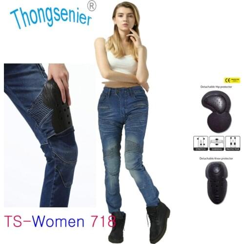 Motorcycle Ms Riding Pants Pantalon Moto Jeans for Women Motocross Racing Trousers with 4 Knee Hip Protective Pads