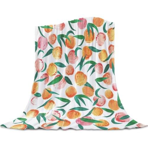 Living Room Sofa Blanket Juicy Peach Fruit Watercolor Children Soft Throw Blanket Travel Airplane Hotel Portable Thin Blanket