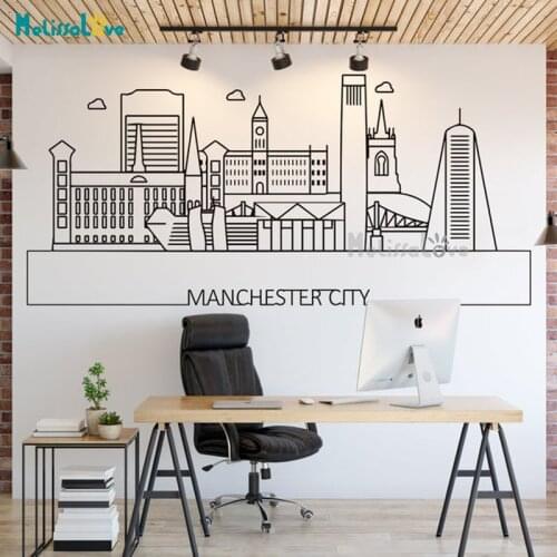 Manchester Skyline Decal Cityscape Bedroom Living Room Office Home Decor City Silhouette Removable Vinyl Wall Sticker BD507