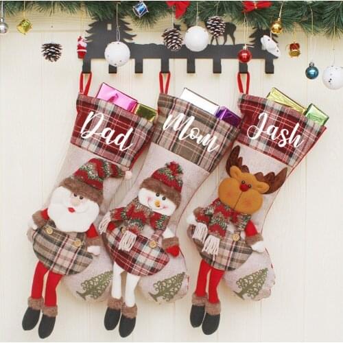 Hand Made Personalized Christmas Stocking Custom Your Text Christmas Stocking Family Stockings Santa Sack Gift Bag Xmas Decors