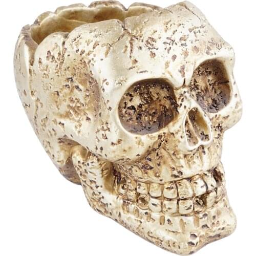 Resin Flower Pot Skull Shaped Head Design Planter Container Decoration Flowerpot Set Props for Home Office Desk Decoration