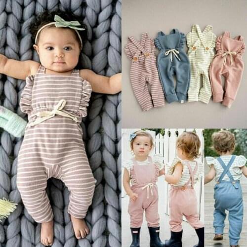 Pudcoco 2020 Newborn Baby Girl Ruffle Bib Pants Romper Jumpsuit Overalls Outfits Clothes