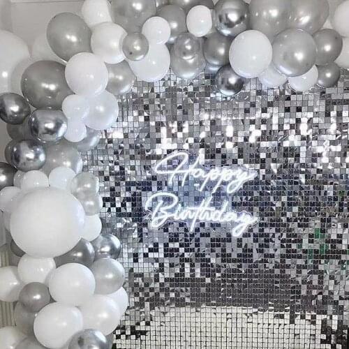 Silver Color Sequin Wedding Backdrop Custom Adverting Sign Shop Window Background Glam Shimmer Wall 3D Live Panel Sticker Event