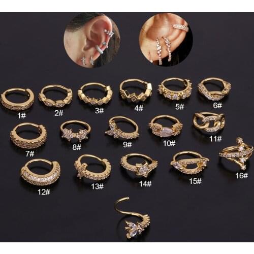 1Piece Fashion Elegant Piercing Hoop Earrings for Women 2020 Trendy Jewelry Diameter 8mm Side Inlaid Zircon Earrings Unusual