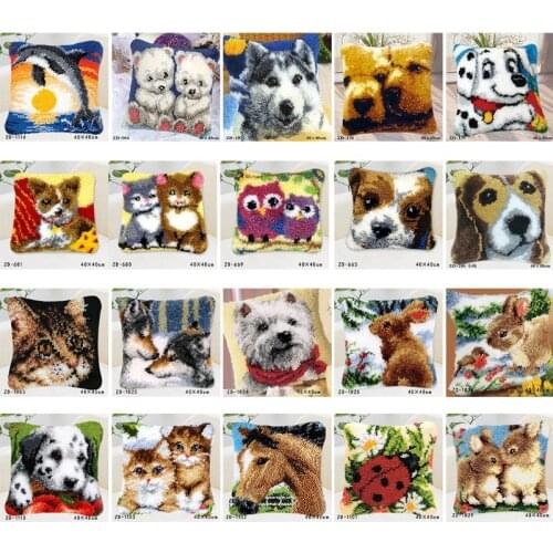 Animal Series DIY Latch Hook Rug Kit 3D Segment Embroidery Pillow Wool Cross Stitch Carpet Set