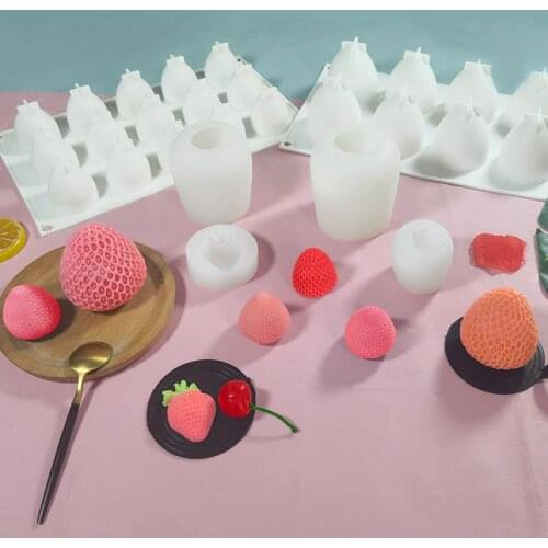 Strawberry Mousse Cake Silicone Mold DIY Fruit Jelly Chocolate Mold Baking Creative Aromatherapy Candle Handmade Soap Mold