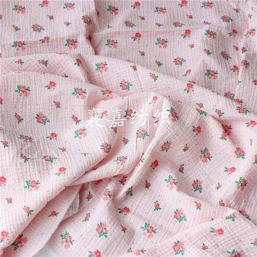 Texture Pleated Cotton Double Gauze Crepe Printed Childrens Fabric Womens Dress Pajamas Fabric