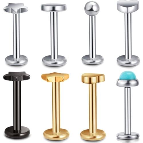 TIANCIFBYJS Labret Monroe Studs 16G 316L Stainless Steel CZ Labret Monroe Lip Rings Cartilage Helix Tragus Nose Piercing 6-10MM