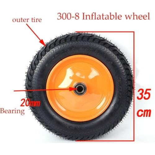 Thickened 14 Inch Inflatable Wheel Trolley Rubber Wheel Heavy Duty 300-8 Tire