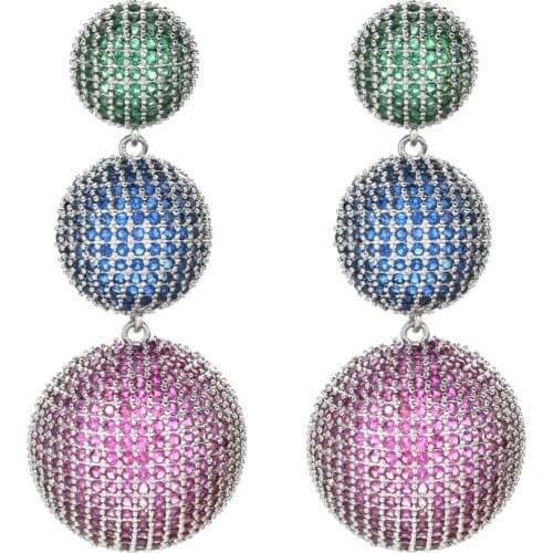 European and American fashion temperament long tassel semicircle AAA zircon earrings female/girl wedding party earrings