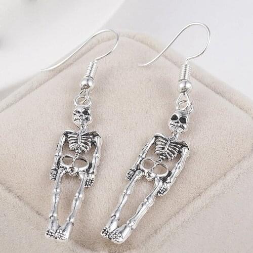 Vintage Halloween Vintage Handmade Skeleton Skull Dangle Earrings Women Men Jewelry Party Gifts Aretes De Mujer Modernos