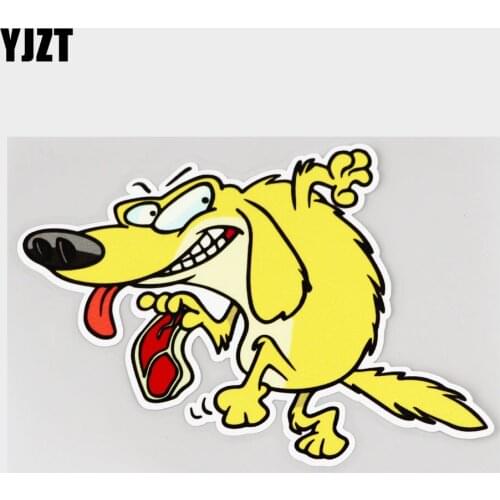 YJZT 15.2CM×10.3CM Funny Dog Thief Stealing Meat Decal PVC Car Sticker 11C-0211