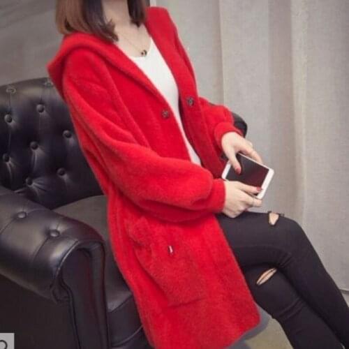 Autumn Winter Imitation Water Velvet Outwear Womens 2020 New Hooded Loose Long Paragraph Mink Sweater Coat Women Thicken Z48