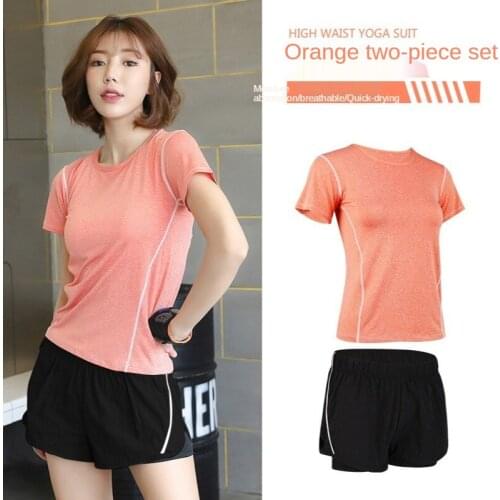 2021 Yoga Clothing Suit Women Spring, Autumn and Summer Short-sleeved Top and Trousers Running Two-piece Suit