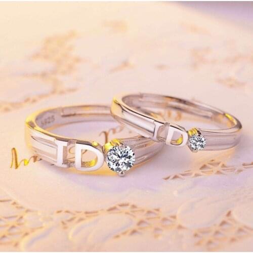 17mm 1 Pair Couple Promise Ring Set Womens Engagement Ring for Couples I Love You Engagement Wedding Ring Set