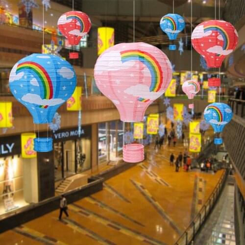 10''25cm Rainbow Hot Air Balloon Printing Paper Lantern Wedding Decoration Childrens Bedroom Hanging Birthday Party Decorations