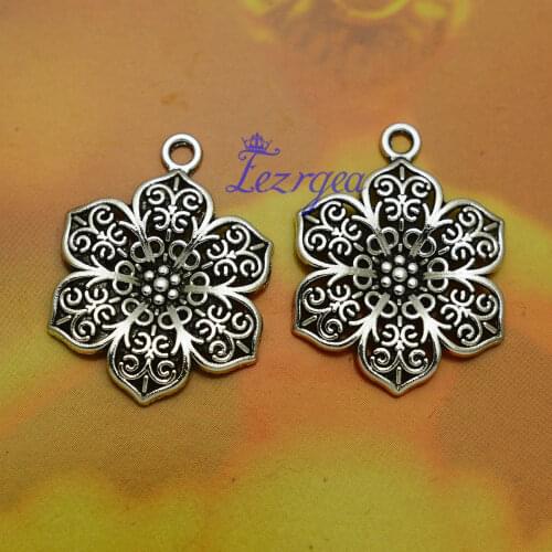 15pcs/lot--24x31mm, Antique silver plated flower Charms ,DIY supplies, Jewelry accessories