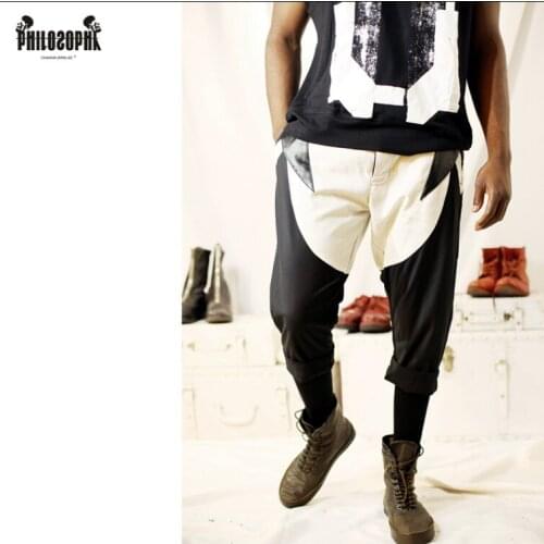 27-44 2020 Mens clothing GD Hair Stylist fashion street Color matching leather slim Capris Pants plus size Costumes