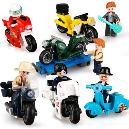 398pcs S Luban Building Blocks 6 Motorcycle Minifigures Rider Alliance 0717 Boys Assembled and Assembled Toys Gifts