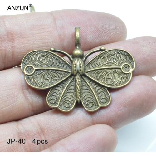 4pcs 42x34mm Antique Bronze Butterfly Pendant DIY Jewelry Pendant Metal Charms Butterfly Pendant JP-40