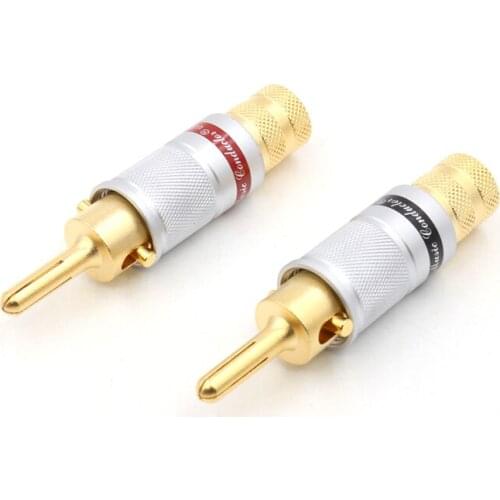 4PCS 6008 Lockable banana plug speaker cable plug hifi Audio banana plug connector