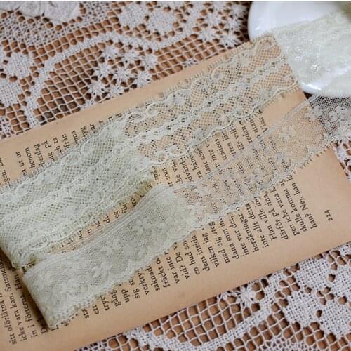 5 Meters/lot Width 3.8cm Beige Lace Ribbon Fabric Embroidered Flower Lace Trim For Sewing Garment Accessories Decoration
