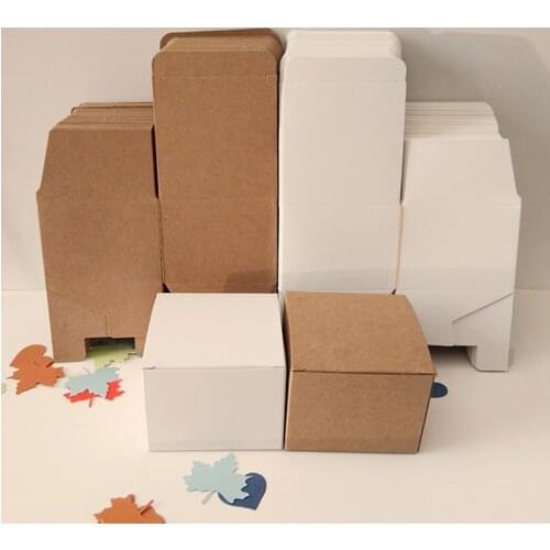 50pcs 8 sizes gift packaging box white Brown Kraft soap Box white Gift cookies Box candy cardboard packing box