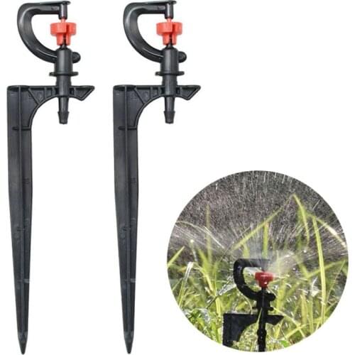 50PCS Rotating Sprinkler With support 360 Degrees Red Wheel Micro Rotor Sprinklers Garden Watering Spray Nozzle