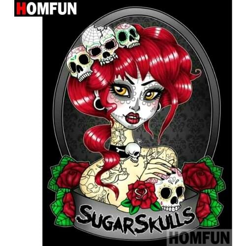 HOMFUN 5D DIY Diamond Painting Full Square/Round Drill "Skull girl" Embroidery Cross Stitch gift Home Decor Gift A07962