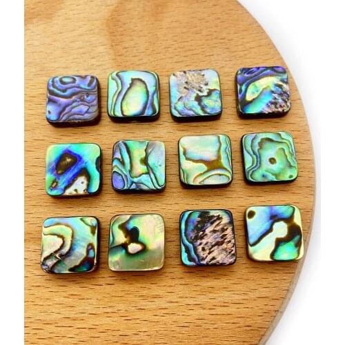 5pcs/pack 10mm/12mm/14mm Natural Abalone Shell Loose Beads Square Shape Flat Beads DIY for Making Necklace Bracelet Earrings