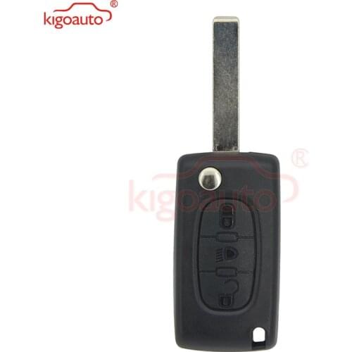 Kigoauto CE0523 Flip remote key shell case for Citroen Peugeot 3 button hu83 middle Light button