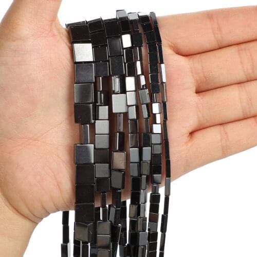 Black Hematite Beads Square Natural Stone Beads Loose Beads For Jewelry Making DIY Bracelet Accessories