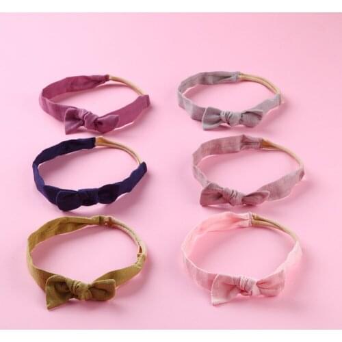 6 Pcs/lot Baby Hairband Soft Nylon Headband For Toddler Newborn Hair Accessories Solid Color Seamless Circle Rope Elastic Bow