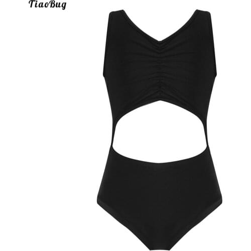 TiaoBug Kids Girls One-Piece Swimsuit V Neck Sleeveless Ruffled Elastic Waist Briefs Jumpsuit Beach Bikini Swimwear Bathing Suit