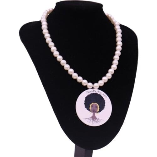 Dropshipping Fashion Handmade Pearl Dandara Arte Afro Black Girl Rock Wood Choker Necklaces African Women Party Gift Jewelry