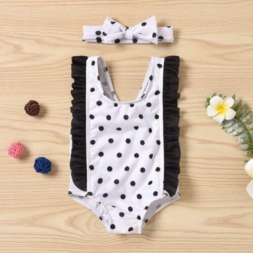 TELOTUNY Swimwear Toddler Kids Baby Girls Polka Dot Bikini Ruffled Cute One-Piece Swimsuit Beachwear 2021 Summer Kids Bikini set
