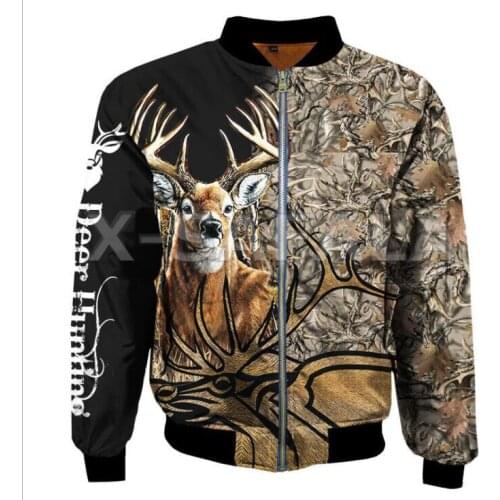 Men Unisex Skull Deer Bow Hunter 3D Print Flight Jacket Thick Bomber Jackets Winter Zipper Coat Casual Harajuku Women Streetwear