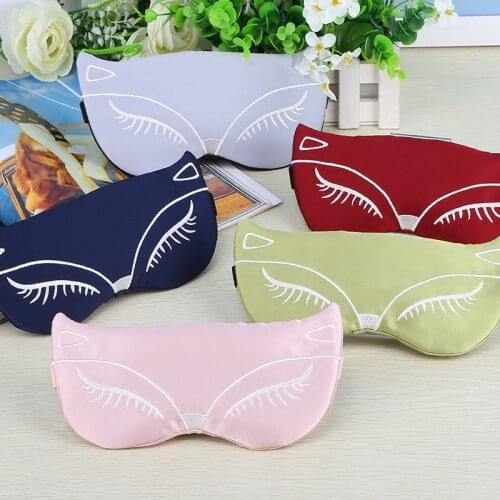 1PC Cotton Sleeping Mask Eyepatch Fox Embroidery Eyepatch Adjustable Sleeping Aid Blindfold No Ice Bag Travel Sleep Eye Mask