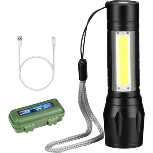 Powerful COB+XPE LED Flashlight Waterproof Portable Camping Lantern Zoomable Focus Torch Light Self Defense Tactical Flashlight