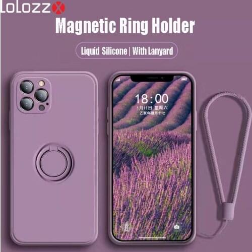 Original Silicone Magnetic Ring Holder Case For iPhone 12 Pro Max XS max XR XS X 8 7 6s Plus Soft Car Stand Finger Bracket Cover