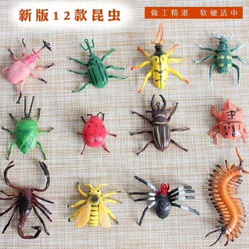 Home Crafts PVC Simulation Mini Insect Ladybug Spider Centipede Scorpion Bee Beetle Props Model Play Projects 12pcs/lot