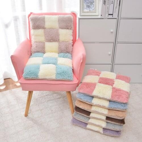 Square Shape Chair Cushion Non-Slip Thick High Quality Fluffy Stool Cushion Soft Plush Office Seat Pad Home Decor For Car Seat