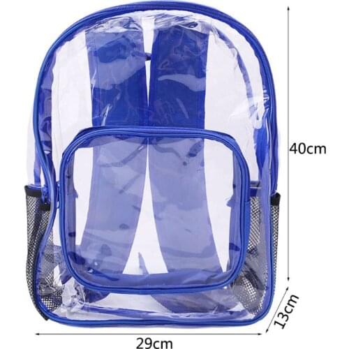 THINKTHENDO Fashion Transparent PVC Clear Backpack Women Men Travel Shoulder Bag School Bookbags Blue Black Color