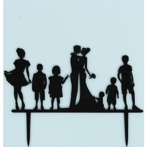 Family Silhouette Anniversary Cake Topper Bride and Groom Multi Kids Cake Topper Family Party Cake Topper Brother and Sister