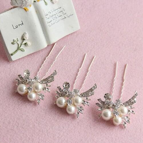 SLBRIDAL Wedding Hair Pin Bridal Pearls Hair pin Wedding Hair piece accessories Women Hair Jewelry